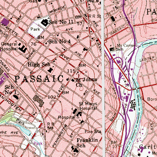 Topographic Map of Saint Johns Church, NJ