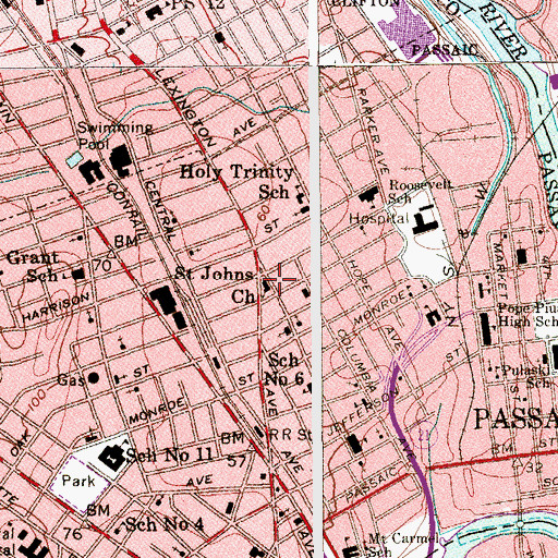 Topographic Map of Saint Johns Church, NJ