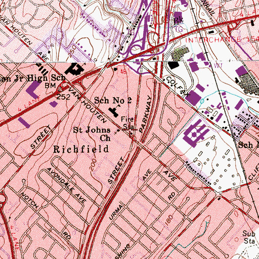 Topographic Map of Saint Johns Church, NJ