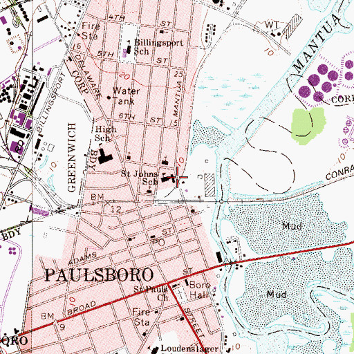 Topographic Map of Saint Johns School, NJ