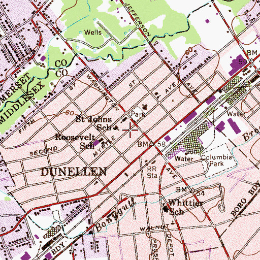 Topographic Map of Saint Johns School, NJ