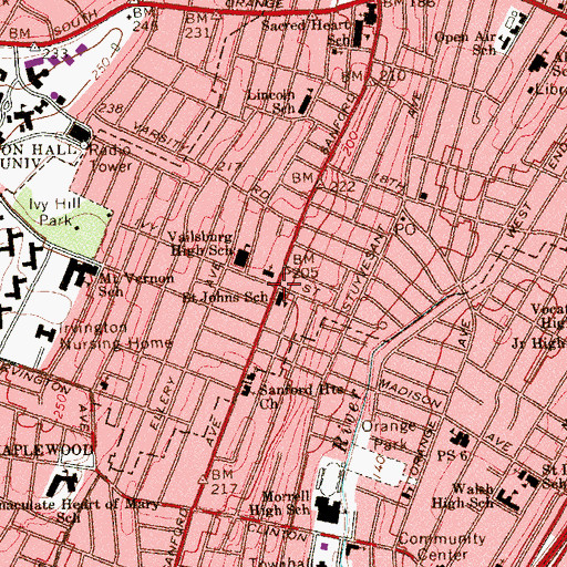 Topographic Map of Saint Johns School, NJ