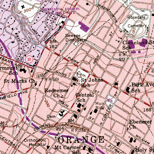 Topographic Map of Saint Johns School, NJ