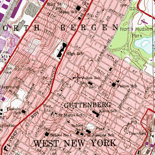 Topographic Map of Saint Johns School, NJ