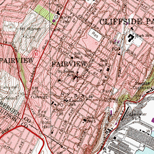 Topographic Map of Saint Johns School, NJ