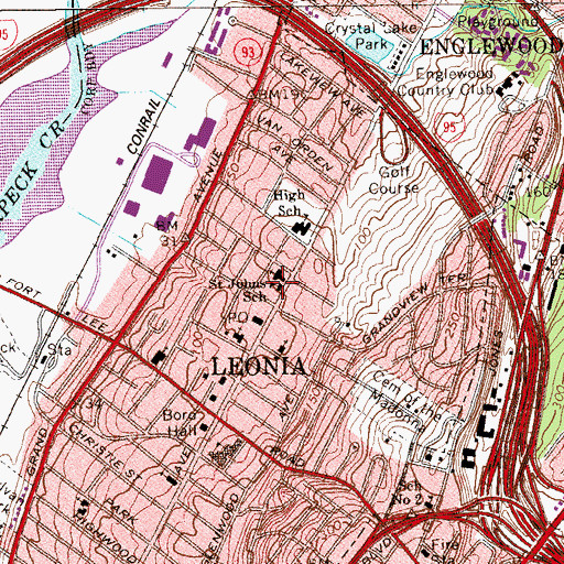 Topographic Map of Saint Johns School, NJ