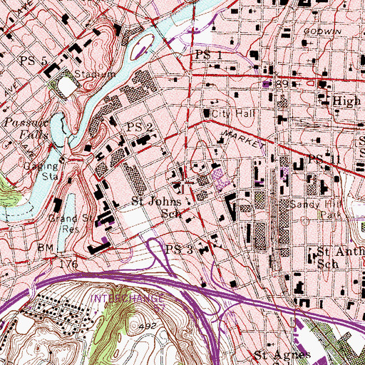 Topographic Map of Saint Johns School, NJ