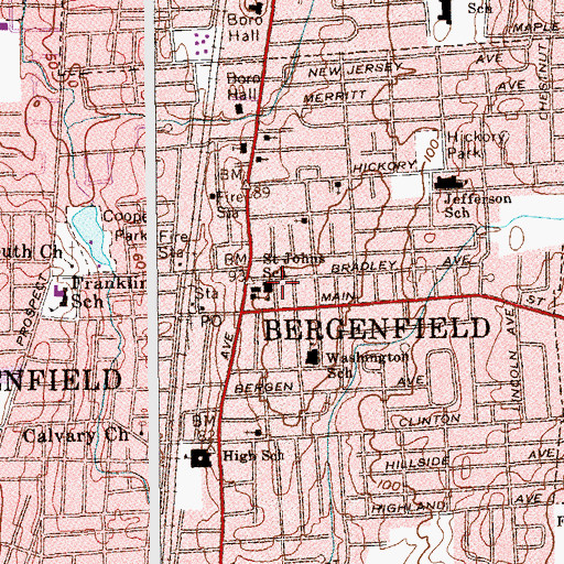 Topographic Map of Saint Johns School, NJ