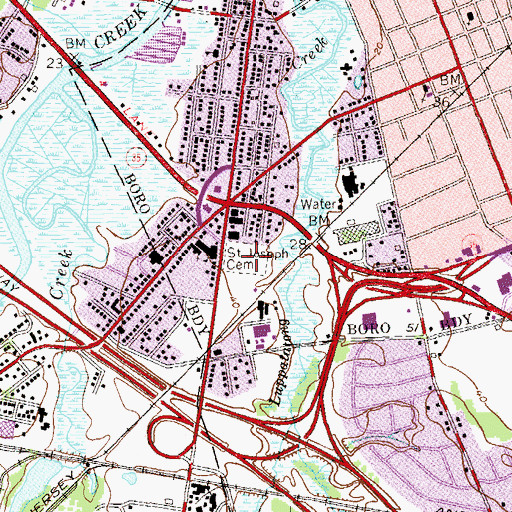 Topographic Map of Saint Josephs Cemetery, NJ
