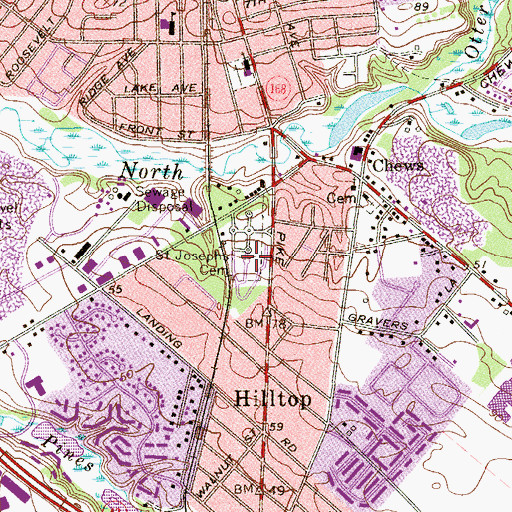 Topographic Map of Saint Josephs Cemetery, NJ