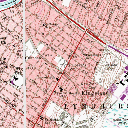 Topographic Map of Saint Josephs Cemetery, NJ