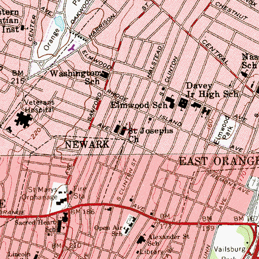 Topographic Map of Saint Josephs Church, NJ