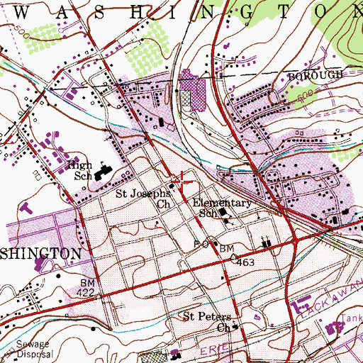 Topographic Map of Saint Josephs Church, NJ