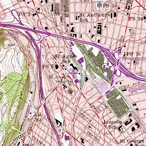Topographic Map of Saint Josephs Regional Medical Center, NJ