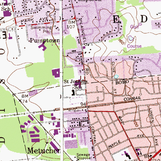 Topographic Map of Saint Joseph High School, NJ