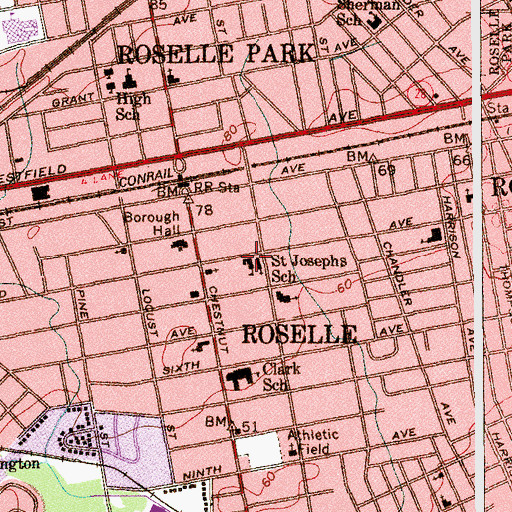 Topographic Map of Saint Josephs School, NJ