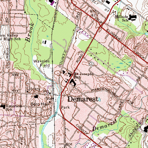 Topographic Map of Saint Josephs School, NJ