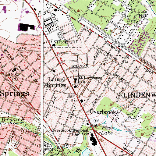 Topographic Map of Saint Lawrence Regional School, NJ