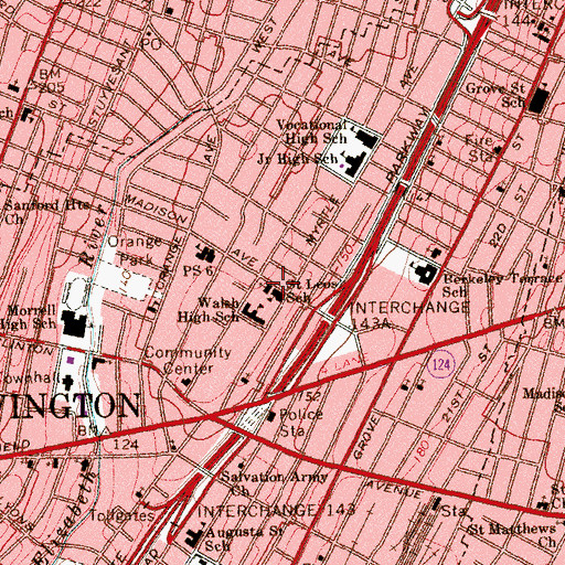 Topographic Map of Saint Leos School, NJ