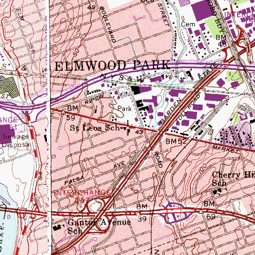 Topographic Map of Saint Leos School, NJ