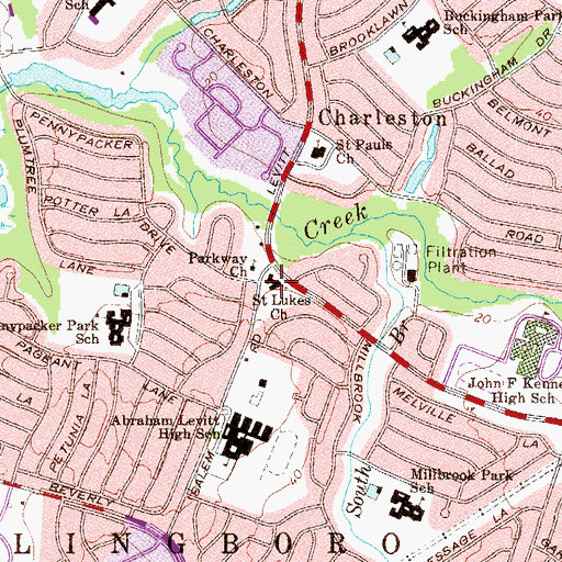 Topographic Map of Saint Lukes Church, NJ