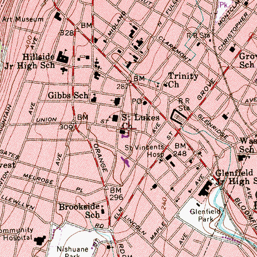 Topographic Map of Saint Luke's Episcopal Church, NJ