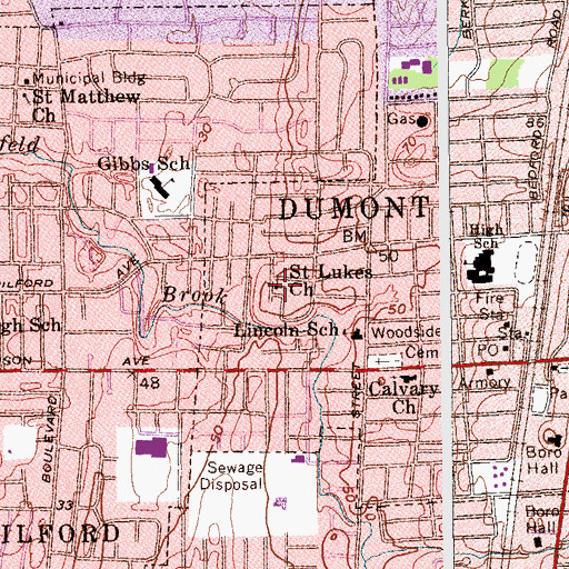 Topographic Map of Saint Lukes Church, NJ