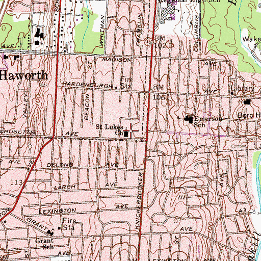 Topographic Map of Saint Luke's Episcopal Church, NJ