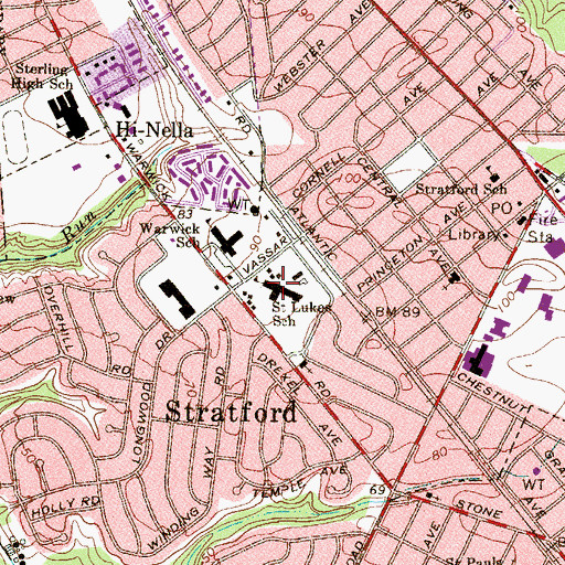 Topographic Map of Saint Luke Catholic School, NJ