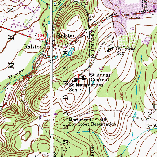 Topographic Map of Saint Marguerites School, NJ
