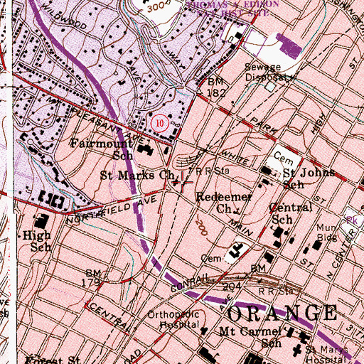 Topographic Map of Saint Mark's Episcopal Church, NJ