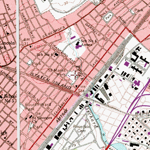 Topographic Map of Saint Marks Park, NJ
