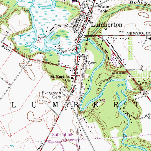 Topographic Map of Saint Martins Church, NJ
