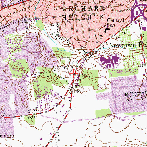 Topographic Map of Saint Mary Cemetery, NJ