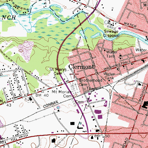 Topographic Map of Sacred Heart Cemetery, NJ