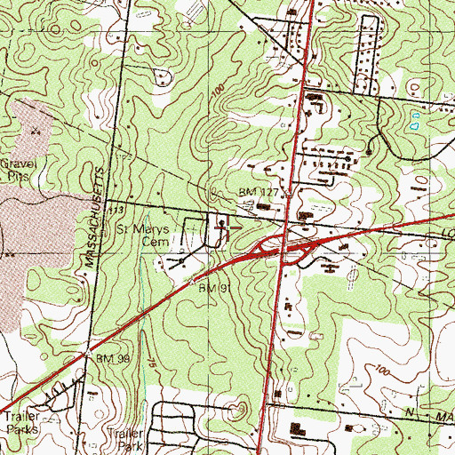 Topographic Map of Saint Mary of the Lake Cemetery, NJ