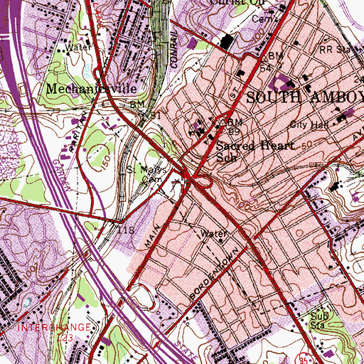 Topographic Map of Saint Mary Church Cemetery, NJ