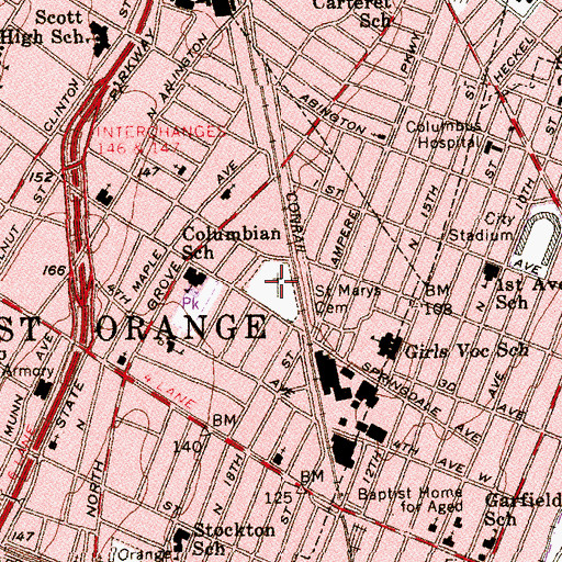 Topographic Map of Saint Marys Cemetery, NJ
