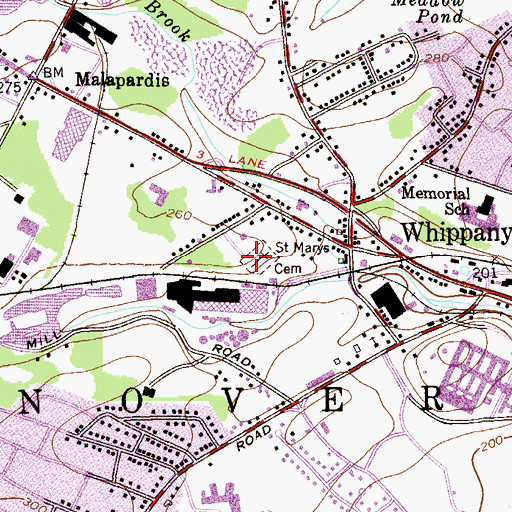 Topographic Map of Saint Marys Cemetery, NJ