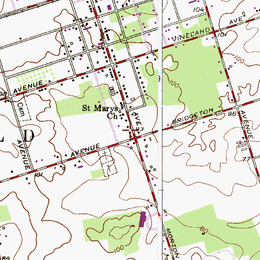 Topographic Map of Saint Marys Church, NJ