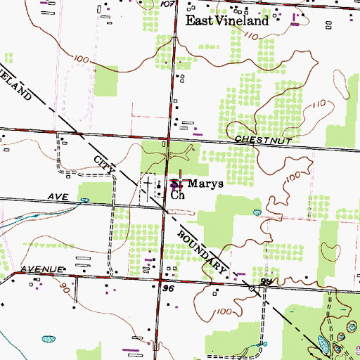 Topographic Map of Saint Marys Church, NJ