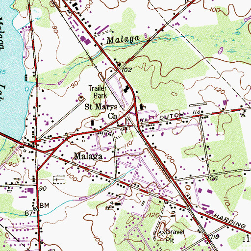 Topographic Map of Saint Marys Church, NJ