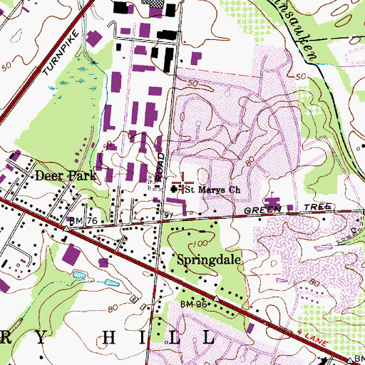 Topographic Map of Saint Marys Church, NJ