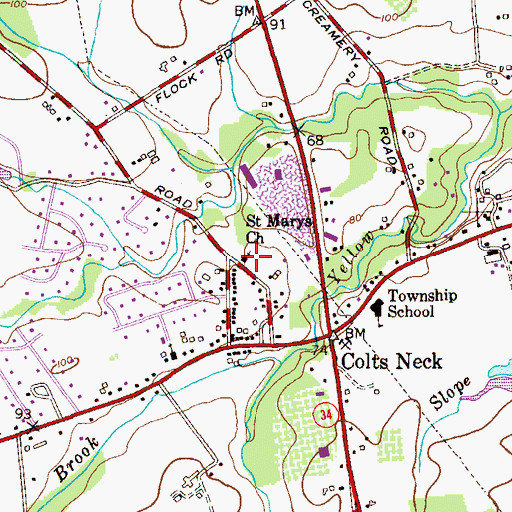 Topographic Map of Saint Marys Church (historical), NJ