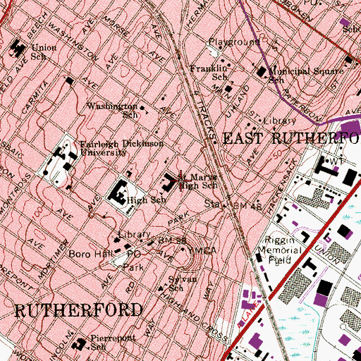 Topographic Map of Saint Marys High School, NJ