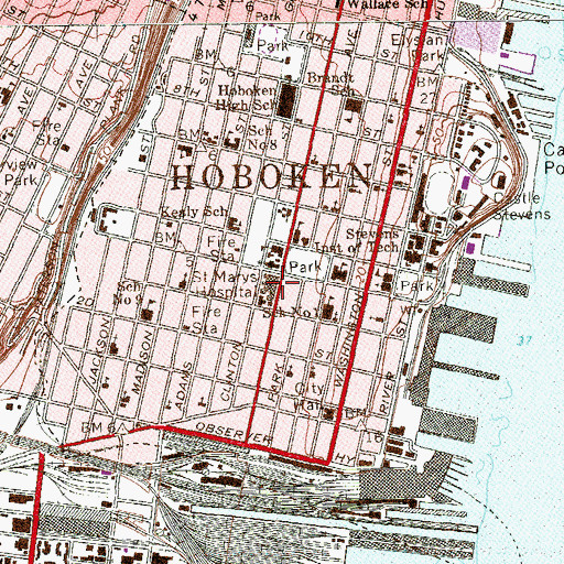 Topographic Map of Saint Mary Hospital, NJ