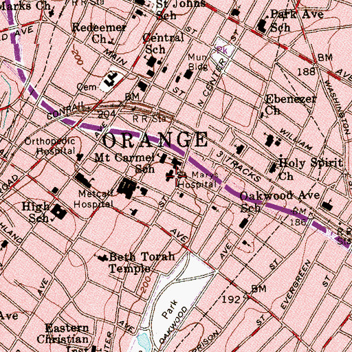 Topographic Map of Saint Marys Hospital (historical), NJ