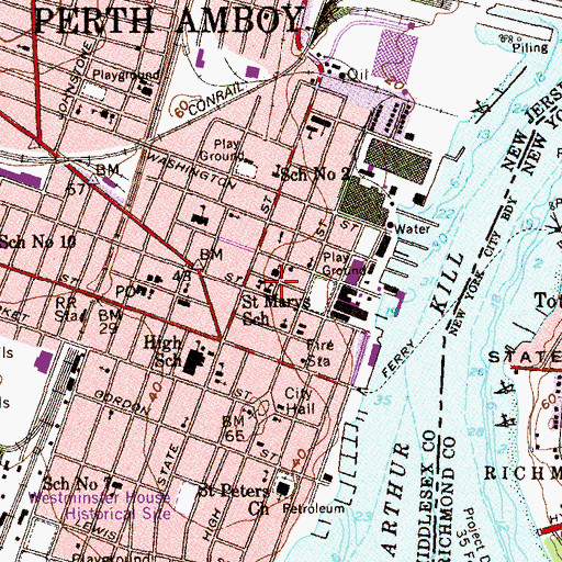 Topographic Map of Saint Marys Early Childhood Center School, NJ