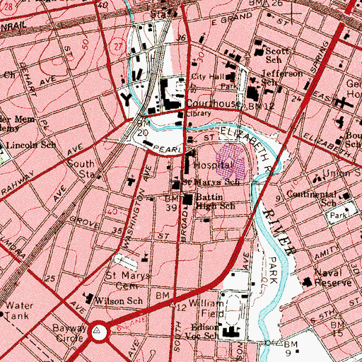 Topographic Map of Saint Mary of the Assumption High School, NJ