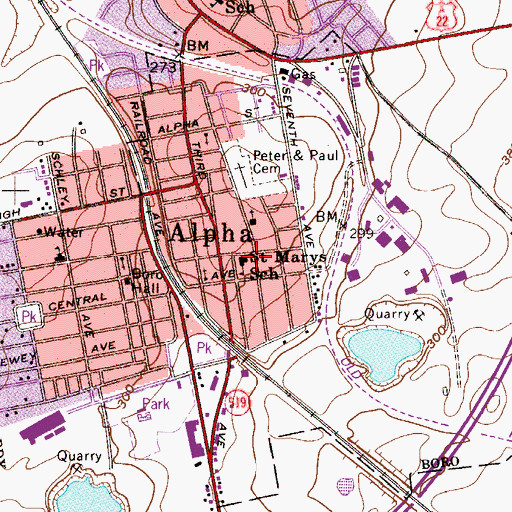 Topographic Map of Saint Marys School, NJ